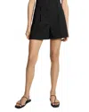 Theory Fluid Linen Blend Pleated Shorts In Black