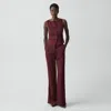 Theory Fluid Pant In Satin In Burgundy