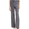 Theory Fluid Plaid High Waist Straight Leg Silk Pants In Multi