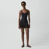 Theory Fluid Pleat Short In Good Linen In Black