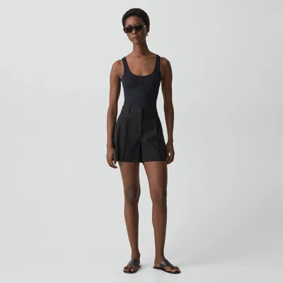 Theory Fluid Pleat Short In Good Linen In Black
