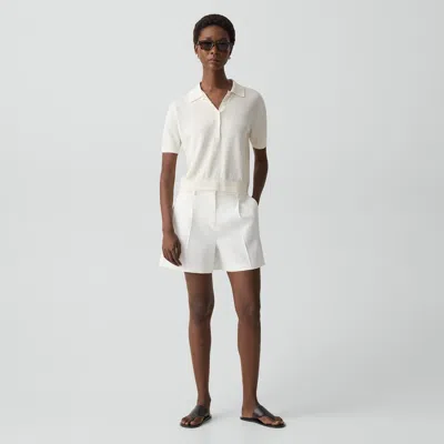 Theory Fluid Pleat Short In Good Linen In White