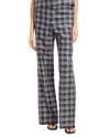 Theory Fluid Plaid High Waist Straight Leg Silk Pants In Black
