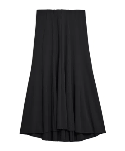 Theory Fluted Seam Skirt In Crepe Jersey In Black