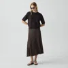 Theory Fluted Seam Skirt In Crepe Jersey In Brown