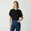 Theory Flutter Sleeve Top In Regal Wool In Black
