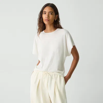 Theory Flutter Sleeve Top In Regal Wool In New Ivory
