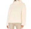 Theory Fold Over Neck Boucle Knit Cowl Neck Sweater In Ivory In Neutral