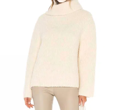 Theory Fold Over Neck Boucle Knit Cowl Neck Sweater In Ivory In Neutral