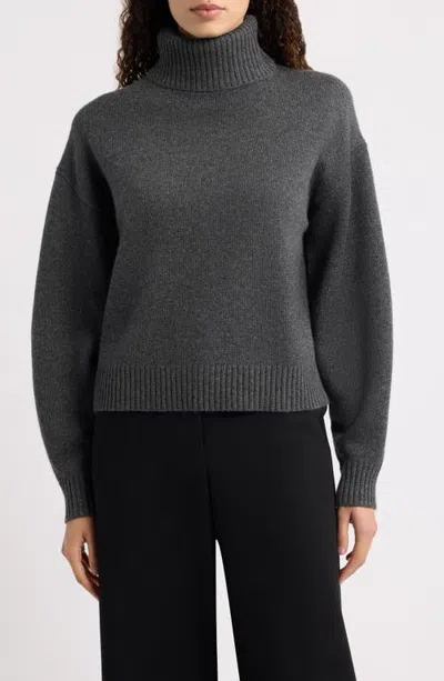 Theory Fold-over Turtleneck Cashmere Sweater In Gray