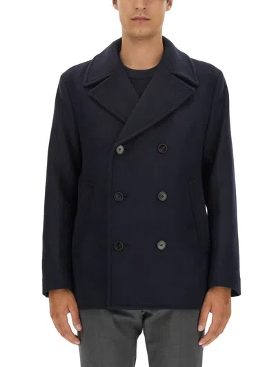 Theory Double-breasted Notched-lapels Jacket In Blue