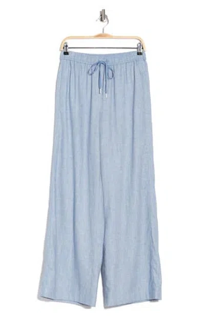 Theory Free Flow Linen Blend Drawstring Pants In Blue
