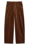 Theory Front Seam Cotton Blend Corduroy Pants In Brown