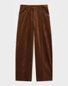 Theory Front Seam Cotton Blend Corduroy Pants In Brown