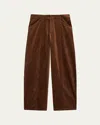 Theory Front Seam Cotton Blend Corduroy Pants In Brown