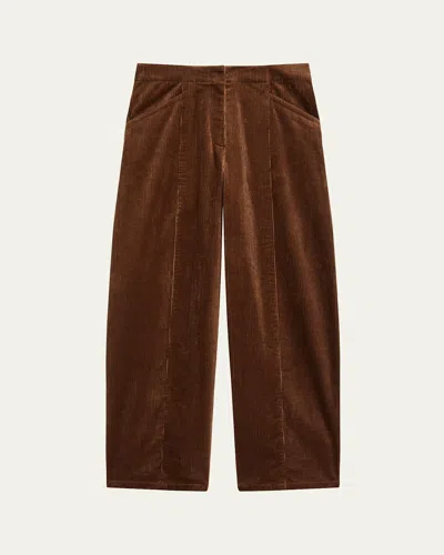 Theory Front-seam Micro Corduroy Pants In Brown