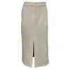 Theory Front Slit Midi Skirt In Cream Triacetate In White