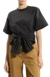 Theory Boxy Tie Front Top In Black