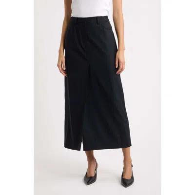 Theory Front Vent Wool Blend Maxi Skirt In Black