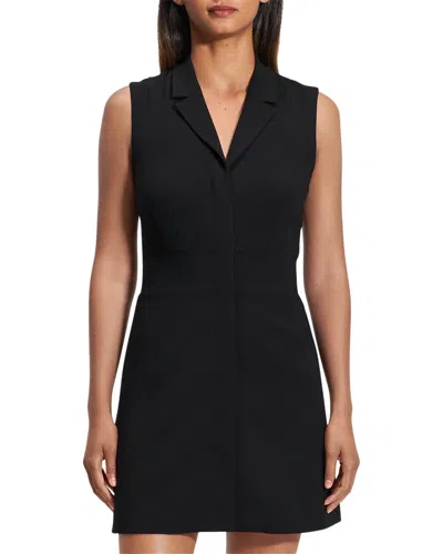 Theory Front Zip Mini Dress In Black