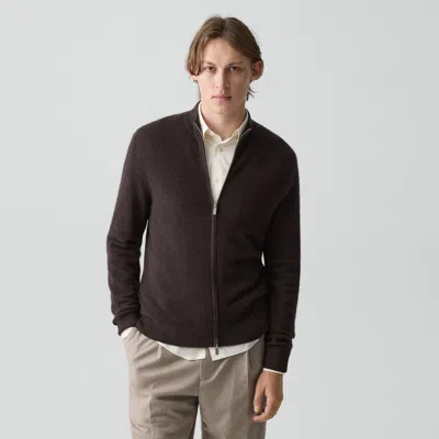 Theory Full-zip Cardigan In Cashmere In Brown