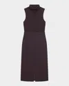 Theory Funnel-neck Admiral Crepe Sleeveless Midi Dress In Black