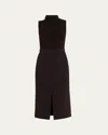Theory Funnel-neck Admiral Crepe Sleeveless Midi Dress In Brown