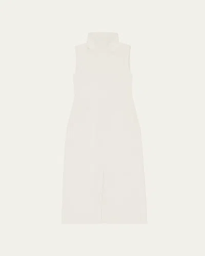 Theory Funnel-neck Admiral Crepe Sleeveless Midi Dress In White