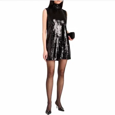 Theory Sequined Crepe Mini Dress In Black