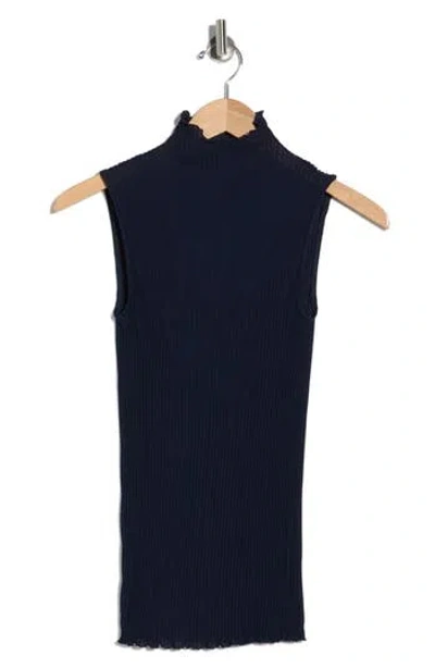 Theory Funnel Neck Texture Tank In Blue