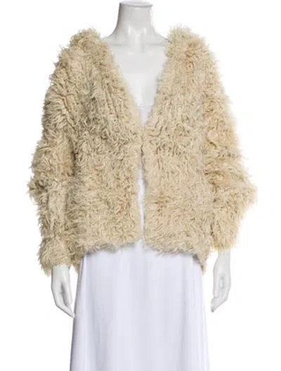 Pre-owned Theory Fur Coat In Neutral