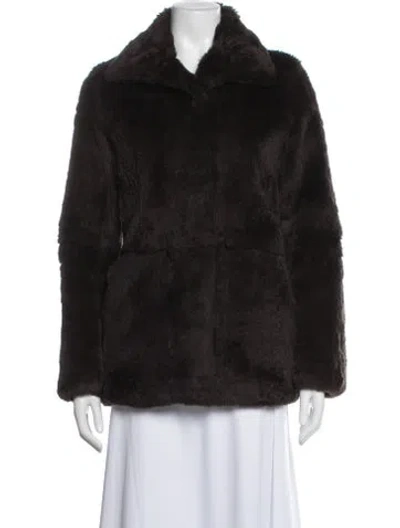 Pre-owned Theory Fur Faux Fur Jacket In Brown