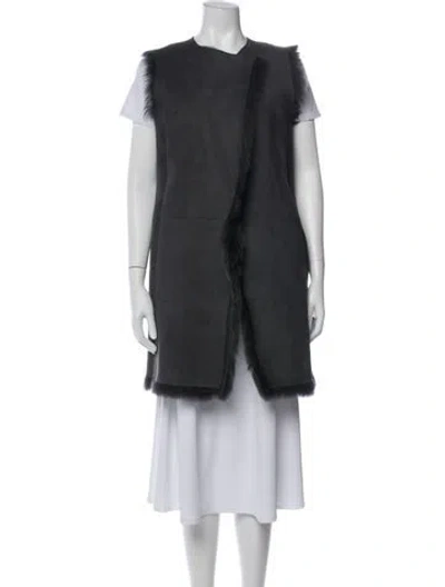 Pre-owned Theory Fur Jacket In Gray