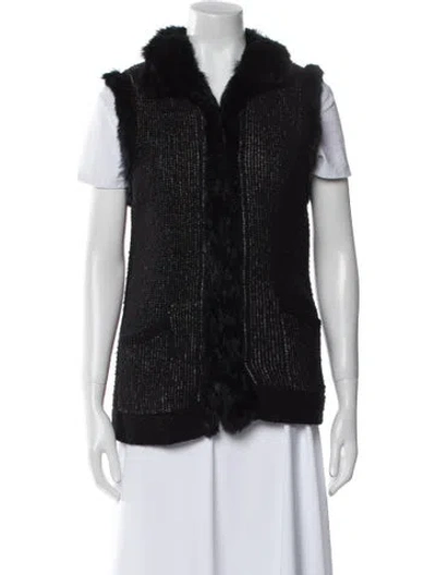 Pre-owned Theory Fur Vest In Black