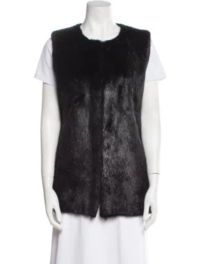 Pre-owned Theory Fur Vest In Black
