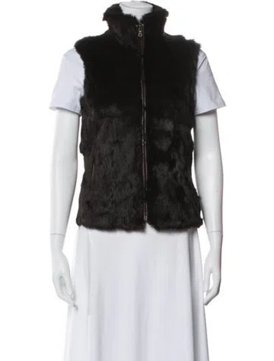 Pre-owned Theory Fur Vest In Black