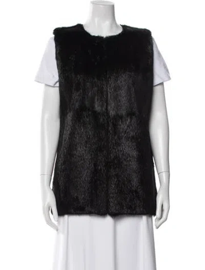 Pre-owned Theory Fur Vest In Black