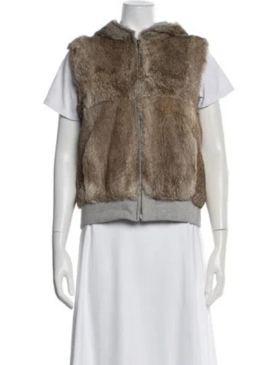 Pre-owned Theory Fur Vest In Brown