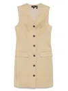 Theory Sleeveless V-neck Blazer Knee Length In Nude