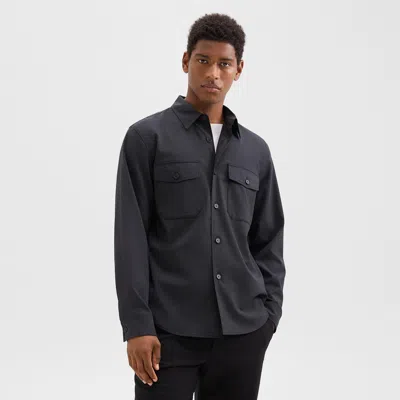 Theory Garvin Shirt Jacket In Stretch Wool In Dark Charcoal