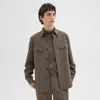 Theory Garvin Shirt Jacket In Stretch Wool In Fossil Melange
