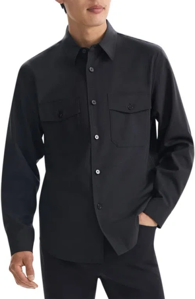 Theory Garvin Stretch Wool Button-up Shirt Jacket In Hickory Melange
