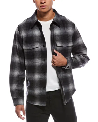 Theory Garvin Wool-blend Flannel Shirt In Gray