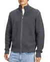 Theory Gary Front Zip Cardigan In Dark Grey Melange/ivory