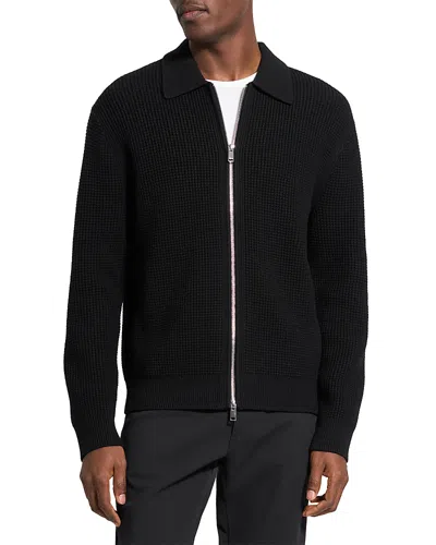 Theory Gary Collar Relaxed Fit Full Zipper Sweater In Black