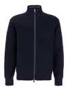 Theory Gary Ribbed Knit Zip Sweater Baltic/force Grey In Blue