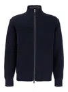 Theory Gary Ribbed Knit Zip Sweater Baltic/force Grey In Blue