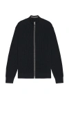 Theory Gary Ribbed Knit Zip Sweater Baltic/force Grey In Baltic Force Grey