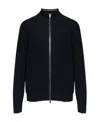 Theory Gary Ribbed Knit Zip Sweater Baltic/force Grey In Black