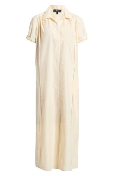 Theory Gathered Polo Midi Dress In White